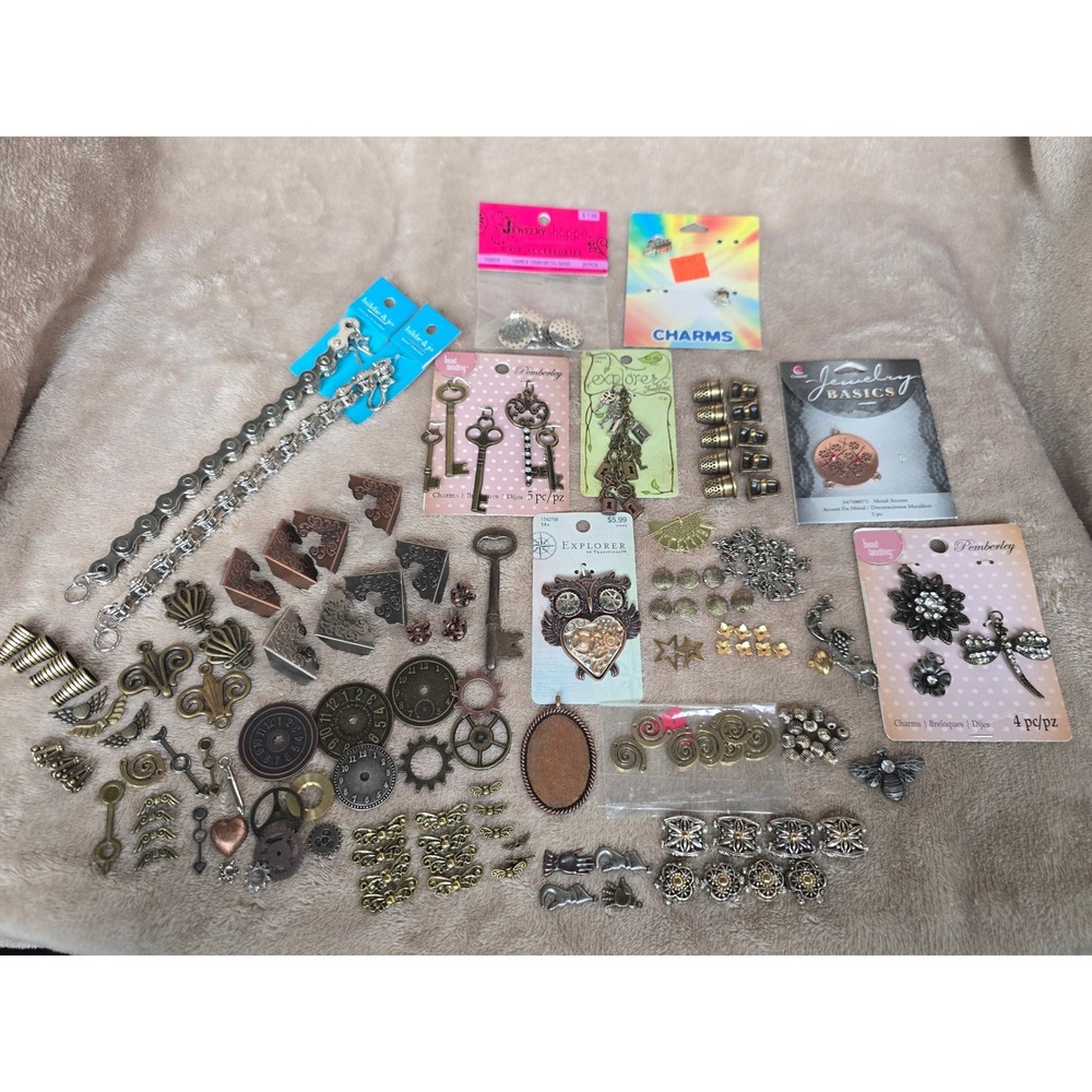 Steampunk Jewelry Making Lot Gears Keys Charms Bead Landing Explorer Traditions